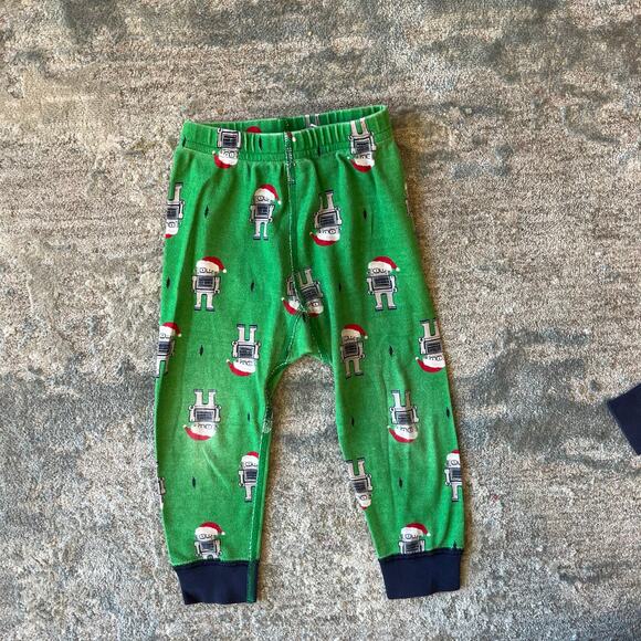 Hanna Andersson Green Santa Robot Long John Pajamas 80 cm 18-24 Months - Picture 2 of 8